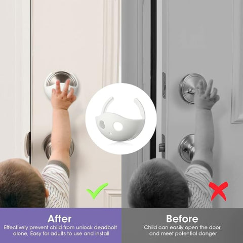 Child Proof Deadbolt Lock, 2 Pack Door Safety Deadbolt Lock for Kids, Universal Size Deadbolt Child Safety Lock Cover Fits Most Deadbolt