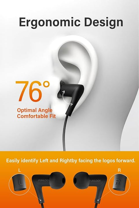 Wired Handsfree– 6 mm Dynamic-Driver in-Ear Handsfree, L-Shaped 3.5 mm Gold-Plated Plug, High-Resolution Sound for Music/ASMR/Gaming, PC & Smartphone Compatible, Black