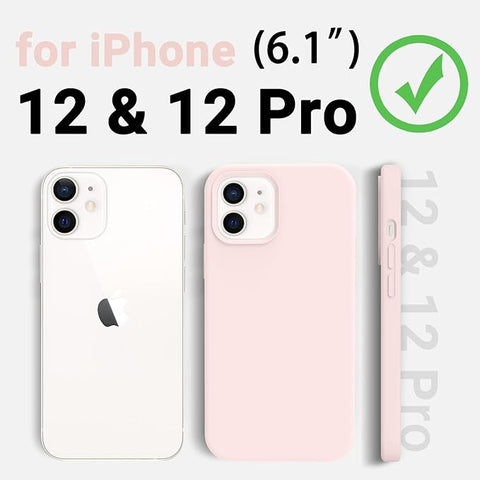 Compatible with iPhone 12 Phone Case and iPhone 12 Pro Case 6.1 inch,Silky Touch Premium Soft Liquid Silicone Rubber Anti-Fingerprint Full-Body Protective Flexible Bumper Case (Chalk Pink)