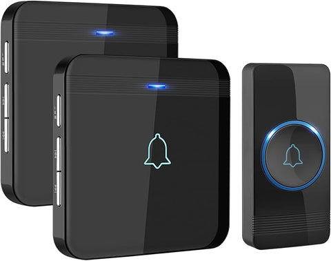 Wireless Doorbell, D-3B Waterproof Door Chime Kit Operating at over 1300 Feet with 2 Plug-In Receivers, 52 Melodies, CD Quality Sound and LED Flash