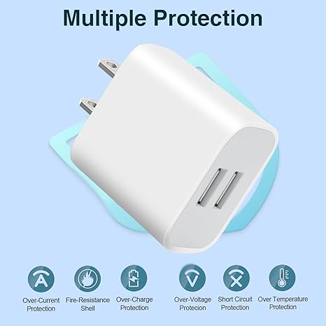 3 Pack USB Wall Charger, Dual Port Plug Adapter for Wall Outlet Charging Block, USB Power Adapter for iPhone 14/13/12/11 Pro/Pro Max, XS/XR/X, Galaxy, Pixel, Moto and Android Phones (White)