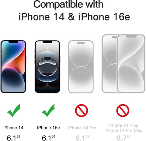 Screen Protector for iPhone 16e 2025, iPhone 14 6.1-Inch, Tempered Glass Film, 3-Pack