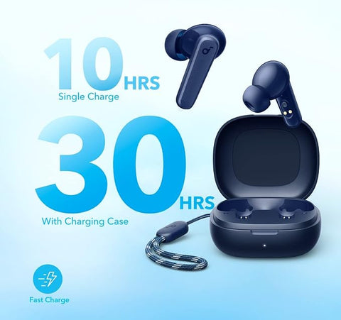 Wireless Earbuds, 10mm Drivers with Big Bass, Bluetooth 5.3, 30H Long Playtime, Water-Resistant, 2 Mics for AI Clear Calls, 22 Preset EQs, Customization (Blue)