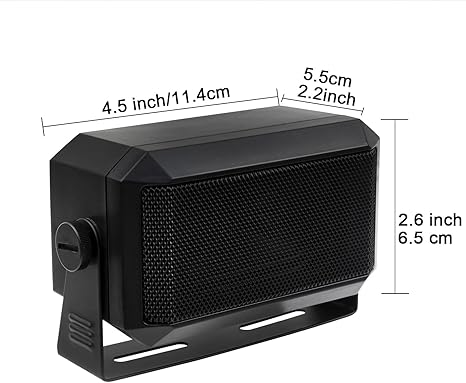 Rectangular External Communications Speaker for Ham Radio or CB & Scanners, 5 Watt, Black Colour