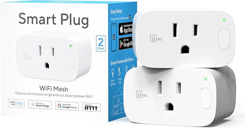 Smart Plug, Wi-Fi Mesh Outlet, 15A Ultra Efficient Smart Plug Compatible with Alexa, Google Home & IFTTT, No Hub Required, 2.4GHz Wi-Fi Only, Remote Control, ETL Certified