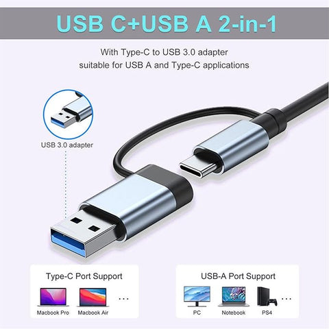 USB C & USB Hub 7-in-1 with USB 3.0, USB-C Ports for PC/Laptops/MacBook Pro/Air/iMac/iPad and More Devices