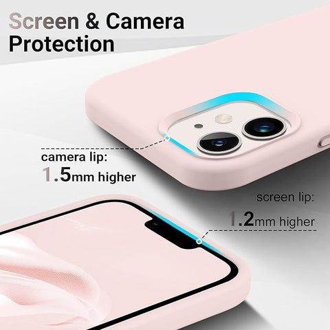 Compatible with iPhone 12 Phone Case and iPhone 12 Pro Case 6.1 inch,Silky Touch Premium Soft Liquid Silicone Rubber Anti-Fingerprint Full-Body Protective Flexible Bumper Case (Chalk Pink)