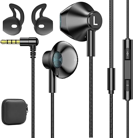 Black Wired Handsfree with Mic in-Ear Handsfree Build-in HiFi Stereo Handsfree Compatible for iPhone iPad Android Mp3 and Most of 3.5mm Aux Devices