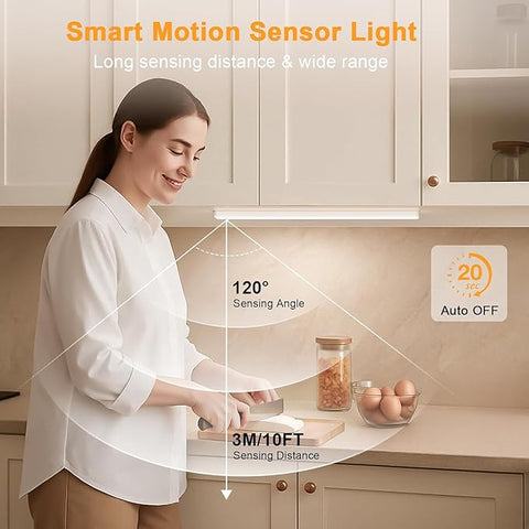 Under Cabinet Lighting, USB Rechargeable Closet Light, Motion Activated Under Cabinet Lights, Dimmable Magnetic Under Counter Lights for Kitchen (1-Pack)