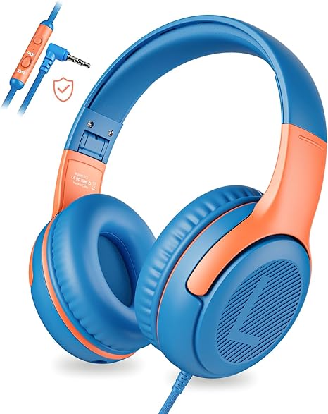 Kids Microphone Wired Toddler with Microphone, Over-Ear Microphone, 85/94dB Volume-Limiting, 3.5mm Jack, Foldable On-Ear Design - Safe & Comfortable for Learning & Entertainment