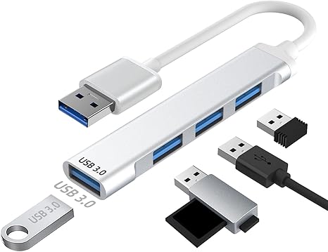 USB 3.0 Hub, 4-Port USB Hub USB Splitter USB Expander for Laptop, Xbox, Flash Drive, HDD, Console, Printer, Camera, Keyborad, Mouse and More