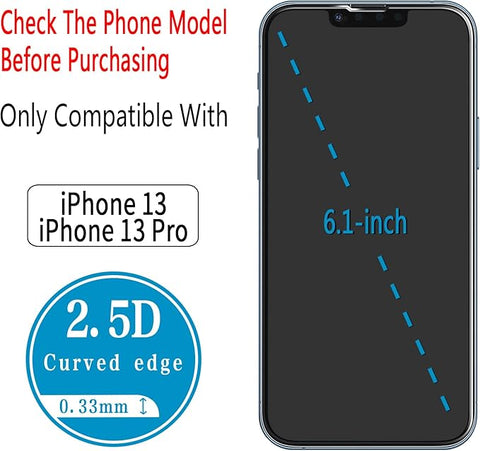 Screen Protector for iPhone 13, iPhone 13 Pro 6.1 Inch Tempered Glass, Anti Scratch, Bubble Free