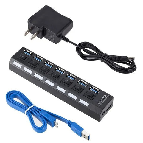 7 Port USB 2.0  3.0 Hub Splitter Adapter High Speed For PC Laptop Desktop -usb extension
