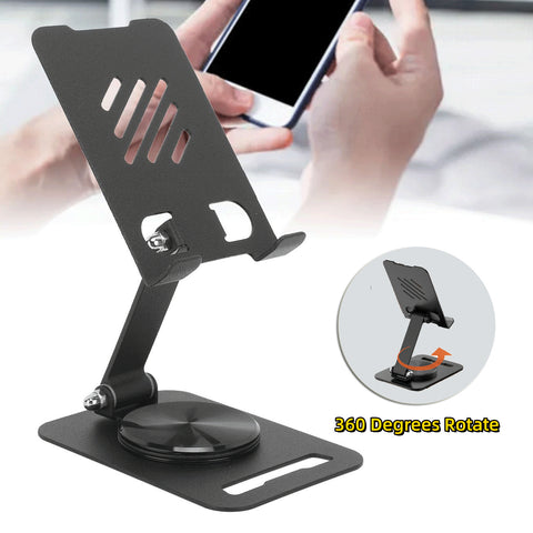 360 Degrees Rotate Metal Desk Mobile Phone Holder Stand For Phone Pad Adjustable Desktop Tablet Holderl Table Cell Phone Stand -car charger