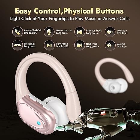 Wireless Earbuds, Sports Bluetooth Headphones, 80Hrs Playtime Ear Buds with LED Power Display, Noise Canceling Headset, IPX7 Waterproof Earphones
