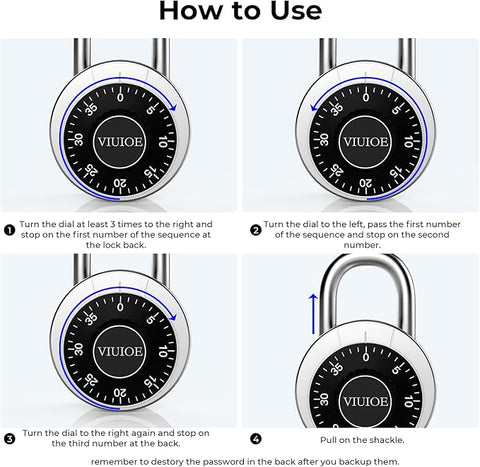 Dial Combination Lock - Padlock for Gym and School - 1 Pack, Black