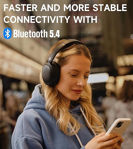 W800BT Pro Hybrid Active Noise Cancelling Headphones - Hi-Res Audio - AI Call Noise Cancellation - 45H Playtime - Fast Charging - Foldable - Wireless Over-Ear Bluetooth 5.4 Headphones - Black