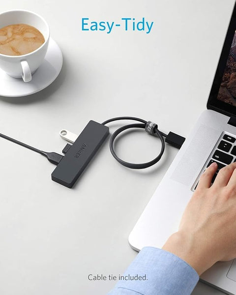 4-Port USB 3.0 Hub, Ultra-Slim Data USB Hub with 2 ft Extended Cable (Charging Not Supported), for MacBook, Mac Pro, Mac Mini, iMac, Surface Pro, XPS, PC, Flash Drive, Mobile HDD