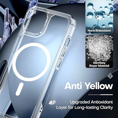 3 in 1 Magnetic for iPhone 14 Case Clear, [Compatible with MagSafe] with 2X Screen Protectors, Military-Grade Drop Protection Shockproof Slim 14 Cover 6.1 Inch