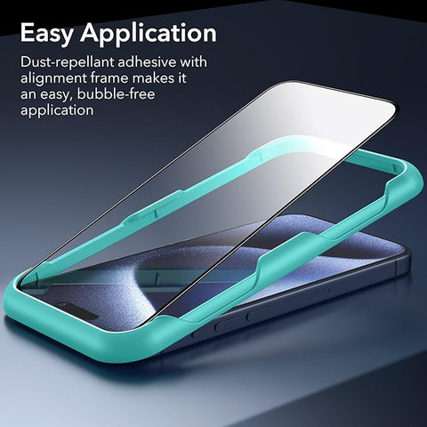 3 Pack for iPhone 15 Pro Max Screen Protector, [9H Hardness] [Military Grade Shatterproof] Full Coverage Tempered Glass Film with Easy Installation Tool, HD Clear, Scratch Resistant