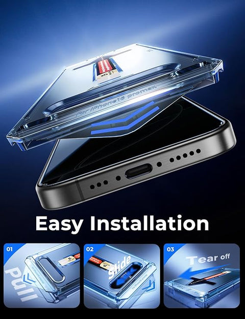 2 Pack for iPhone 16 Pro Max 6.9 inch Privacy Tempered Glass Screen Protector, Bubble Free, Easy Installation, Auto Dust-Elimination