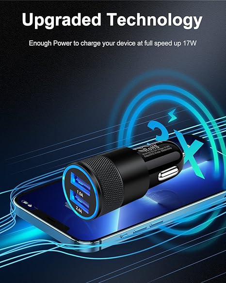 Car Charger, [2Pack/3.4a] Fast Charge Dual Port USB Cargador Carro Lighter Adapter for iPhone 15 14 13 12 11 Pro Max X XR XS 8 Plus 6s, iPad, Samsung Galaxy S23 S22 S21 S10 Plus S7 j7 S10e S9 Note 8