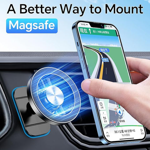 Magsafe Car Mount【20 Strong Magnets】Magnetic Phone Holder for Car Phone Holder Mount Dash【360°】Cell Phone Holders for Your Car Accessories for Women Men iPhone 16 Pro Max 15 14 13 12 Plus