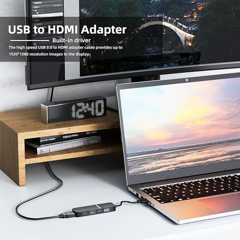 5-Port USB 3.0 Hub with 4K HDMI - Dual USB-A/C, 5Gbps Data Transfer for MacBook Pro/Air, iPad Pro, iPhone 15, iMac, XPS, ThinkPad & More - Ideal for Flash Drives & Portable Hard Disks