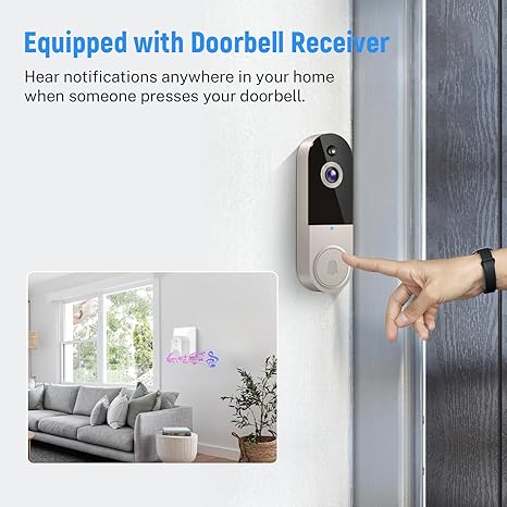 1080P Smart Wireless Video Doorbell Camera, AI Human Detection, 2.4G WiFi, Two-Way Talk, Battery Powered, Night Vision, Real-Time Alerts, Weather-Resistant, Cloud Storage (Linen)