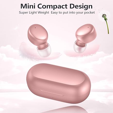 S8 Mini Wireless Earbuds Bluetooth 5.3 in Ear Light-Weight Headphones,60Hrs Playtime Ear Buds with Charging Case,Bluetooth Headsets,Premium Sound with Deep Bass for Sport-Pink