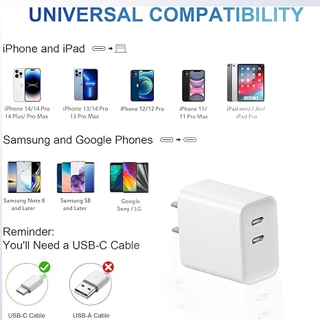iPhone 16 15 Charger: Fast Charging - USB C Charger - i Phone 16 Charging with 2 Pack Cable for iPhone 16/16 Plus/16 Pro/16 Pro Max/iPhone 15/15 Pro Max/Samsung