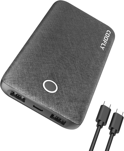 Portable Charger, 10000mAh 5V/3A Power Bank, USB C in&Out High-Speed Charging Battery Pack Portable Phone Charger for iPhone 15 14 13 12 11 Samsung S22 S21 etc (Black)