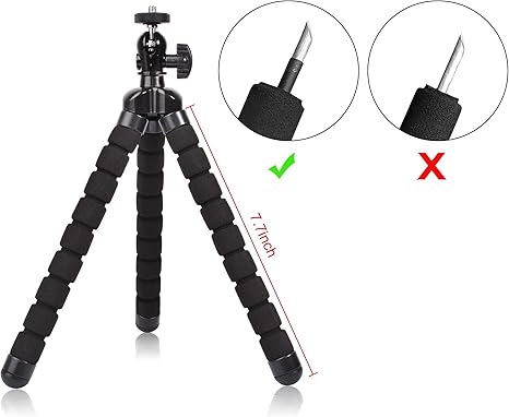 Phone Mini Tripod, Ruittos Premium Flexible Mobile Phone Tripod Stand Compatible with iPhone Samsung Go Pro, Small Digital Camera, Black -Phone Holder