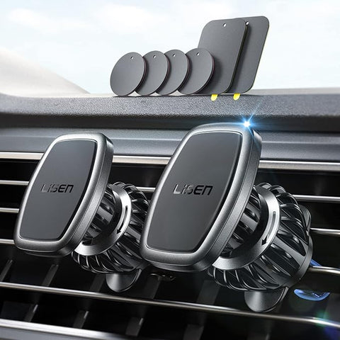 2 Pack Magnet for Phone Car Mount Magnetic Phone Holder for Your Car Vent 6 Military Magnets Vent Cell Phone Holder Mount for Car Plate Fit All iPhone 16/15/14/13 Pro Max Plus Samsung S25