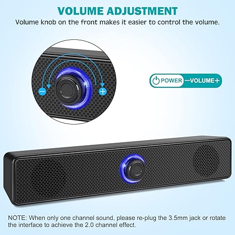Computer Speakers, USB Powered PC Speakers Wired Stereo Desktop Speakers for Computer, Desktop, Laptop, PC, Pad, Cellphone [2025 Version]