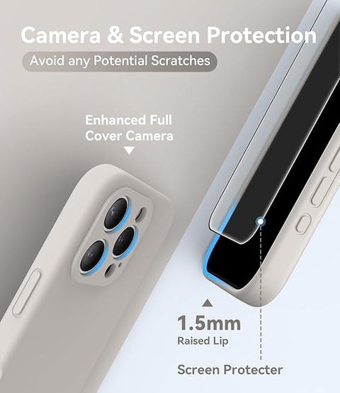 Magnetic for iPhone 16 Pro Max Case, [Compatible with MagSafe][Camera Protection], Food Grade Silicone Phone Case with [2 Screen Protectors], Anti-Scratch Lining, 6.9inch, Stone