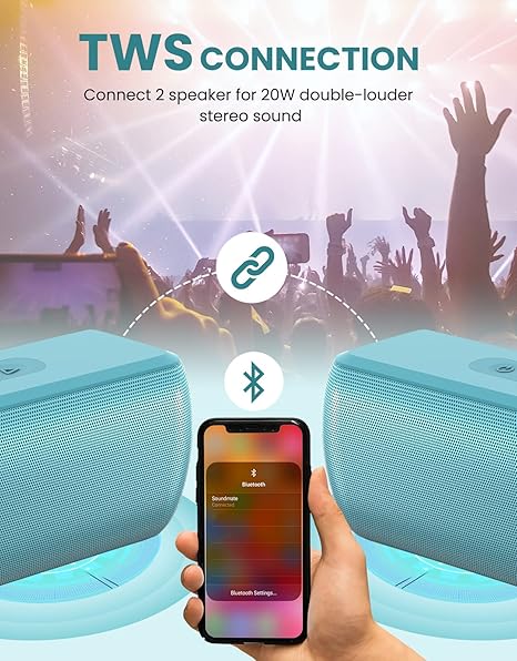 Bluetooth Speaker,Wireless Portable Speakers with TWS, 16H Playtime,Loud Clear Sound for Home,Travel and Outdoor,Handfree Calls Compatible with for iPhone