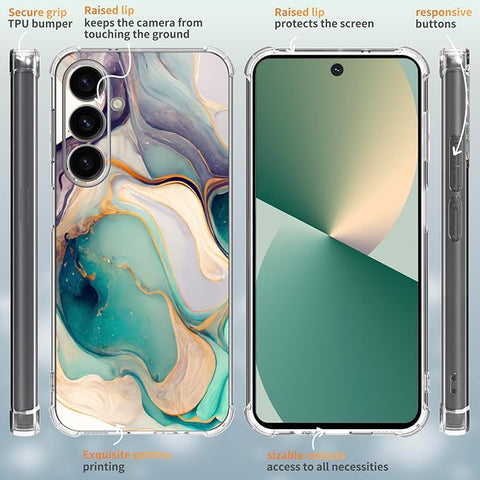 for Samsung Galaxy S24 Plus Case [Marble Slim]+[Anti-Drop Shockproof Protective] Soft TPU Women Stylish Phone Covers 6.7 Inch (Alpine Lake)