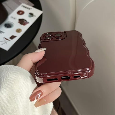 Phone Case for iPhone 16 Plus Case,Simple Wave Design Wavy Frame Soft Silicone Aesthetic for iPhone 16 Plus,Wine Red