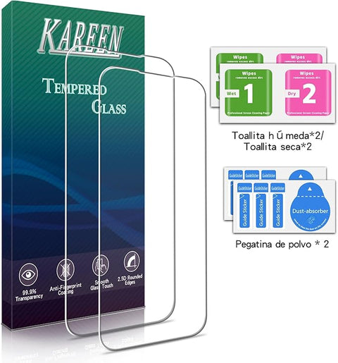 2 Pack Screen Protector for iPhone 15/ iPhone 15 Pro Tempered Glass Film 6.1-inch, 9H Hardness, Anti Scratch, Bubble Free, Easy to Install, Case Friendly