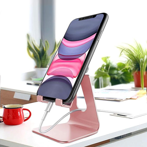Adjustable Cell Phone Stand, Phone Stand, Cradle, Dock, Holder, Aluminum Desktop Stand Compatible with Phone 16 15 14 13 12 11 Pro Max Plus SE, Accessories Desk, All Mobile Phones-Rose Gold -Phone Holder