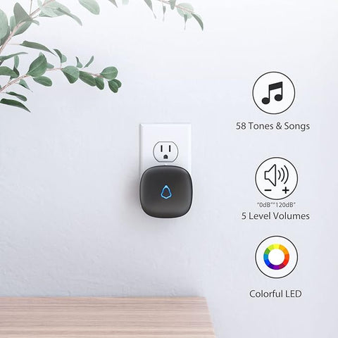 Door Chime, Wireless Door bell Open Contact Sensor Alarm with 500 FT Range, 58 Chimes and 5 Volume Levels for Business/Store/Home/Office When Entering, 1 Transmitter + 1 Plug-in Receiver