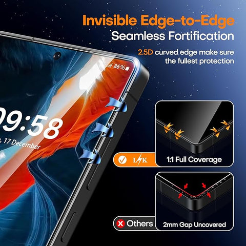 LϟK 2 Pack for Samsung Galaxy S25 Ultra Screen Protector Tempered Glass, [Auto Dust Removal] Full Coverage Mil-Grade Shatterproof Film for S25 Ultra 6.9'', 0 Bubble