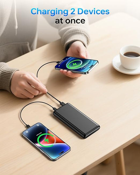Portable Charger, 32000mAh 5V/3A Power Bank with Dual 22.5W High-Speed Charging, Thinnest Travel Essentials with LED Display, Battery Pack Compatible with iPhone Samsung iPad etc (Black)
