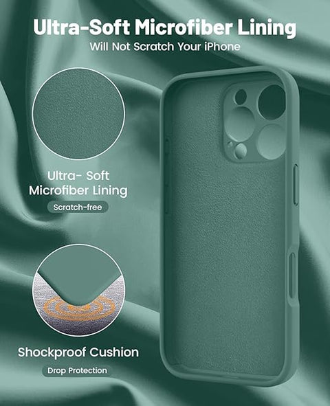 iPhone 16 Pro Max Case, Compatible with MagSafe, Shockproof Magnetic Silicone Case for iPhone 16 Pro Max,[Military Grade Protection] [2 Pack Screen Protectors], Pine Green