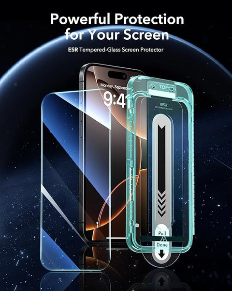 3 Pack for iPhone 16 Pro Max Screen Protector, [9H Hardness] [Military Grade Shatterproof] Tempered Glass Film with Flawless Fit Tray, HD Clear, Scratch Resistant