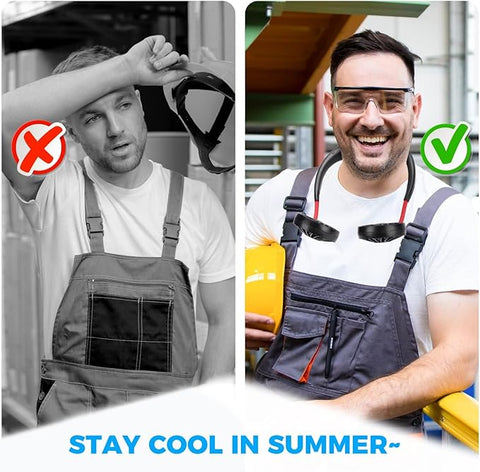Portable Neck Fan Rechargeable Personal Hand-Free Fan Mini USB Wearable Neckband Sport Fan, 3 Speed Adjustable, 360 Degrees Free Rotation Perfect for Working, Traveling, Office, Reading (Black)