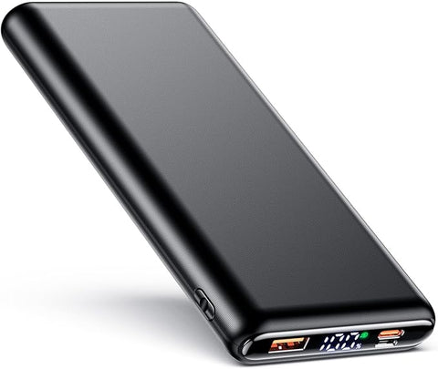 Portable Charger, 32000mAh 5V/3A Power Bank with Dual 22.5W High-Speed Charging, Thinnest Travel Essentials with LED Display, Battery Pack Compatible with iPhone Samsung iPad etc (Black)