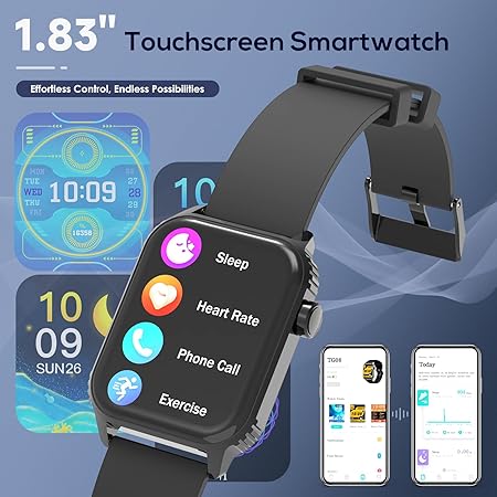 Smart Watches for Women Men, 1.83 inches HD Smartwatch with 90 Sports Modes, Heart Rate/Sleep Monitor, IP67 Waterproof, Bluetooth Call & Music Control