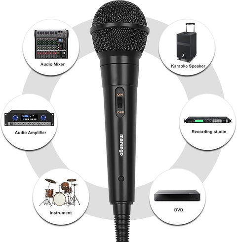 Handheld Wired Microphone, Cardioid Dynamic Vocal Mic with 13ft Cable and ON/Off Switch, Ideally Suited for , Karaoke Singing Machine, Amp, Mixer